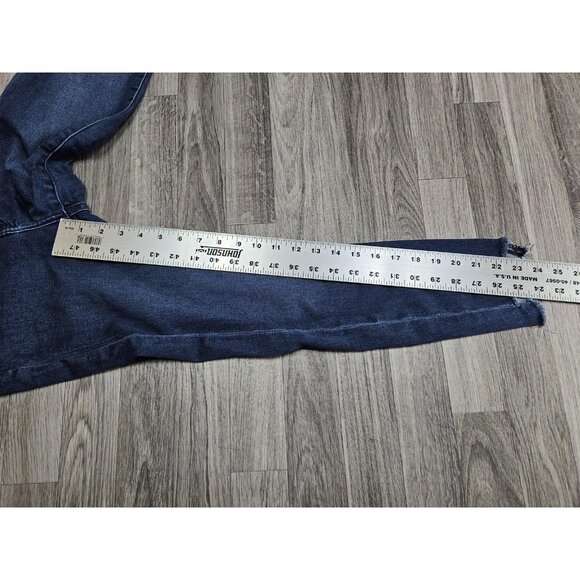 Express Jeans Womens 4 Short Blue Skinny High Rise Raw Hem Stretch Ankle Denim - Picture 11 of 13